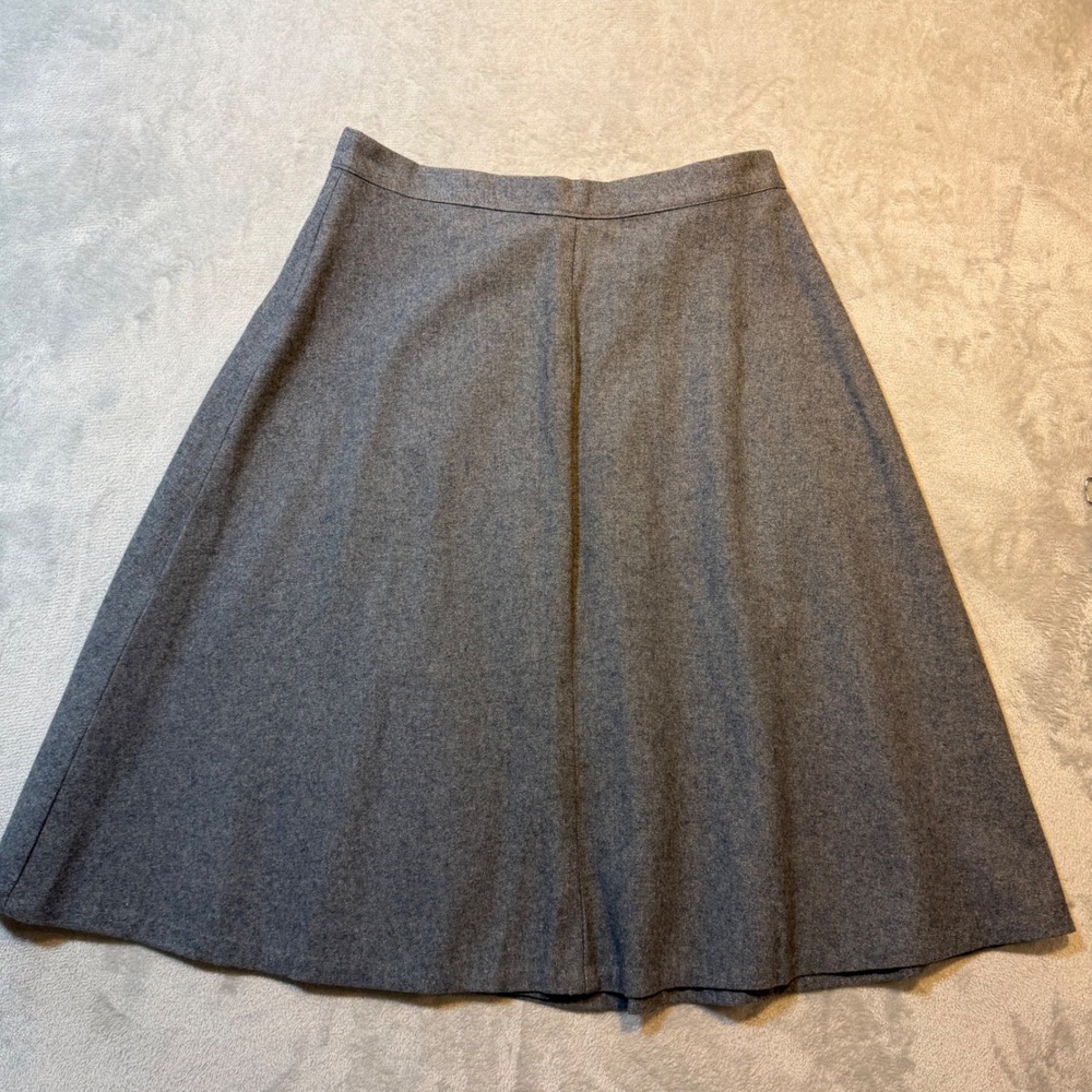Vintage Gray Wool A-Line Skirt Double Breasted‎ Button Front Dark Academia 27" - Picture 2 of 8